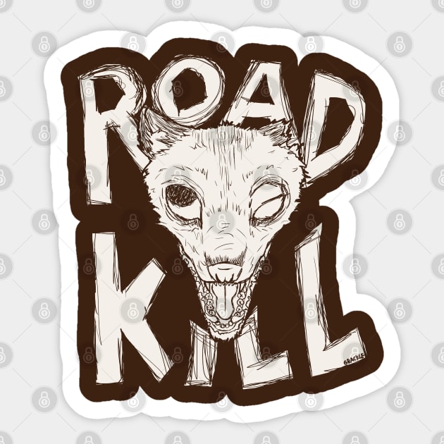 Road Kill (Knockout Version) Sticker by Jan Grackle